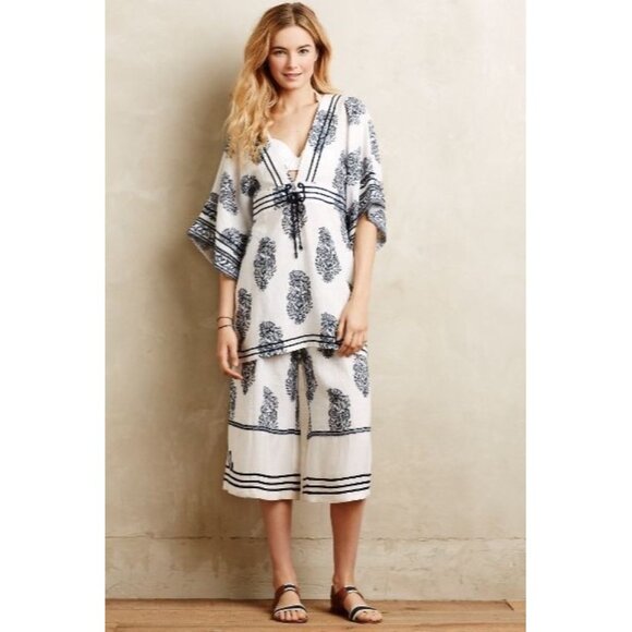 NWT Ranna Gill x Anthropologie Kimono Sleeve Relaxed Fit Top Beach Cover Up - Picture 7 of 8